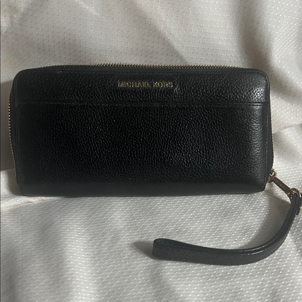 Michael Kors Black Leather Wristlet